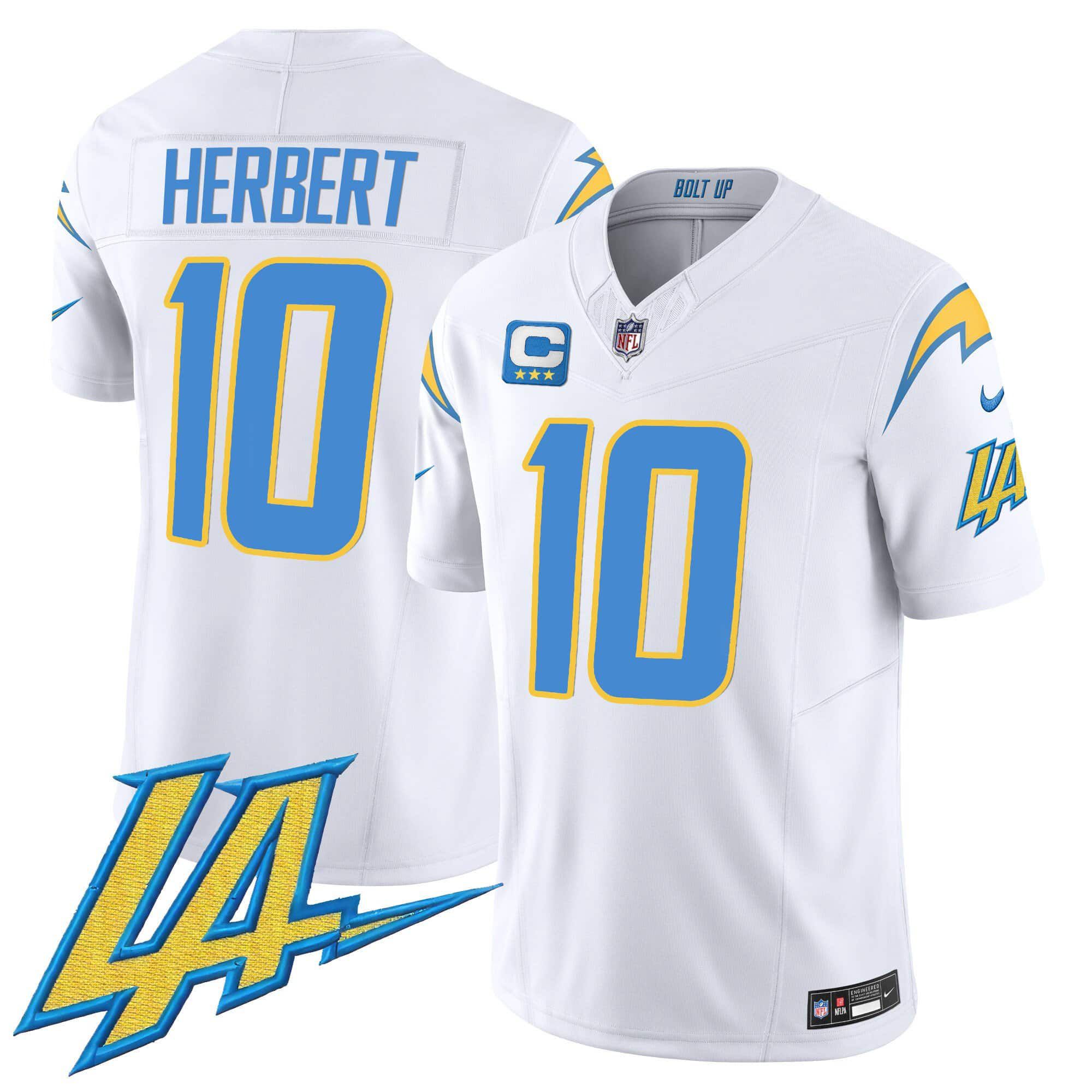 Men Los Angeles Chargers 10 Herbert White 2024 Nike Vapor Limited NFL Jersey